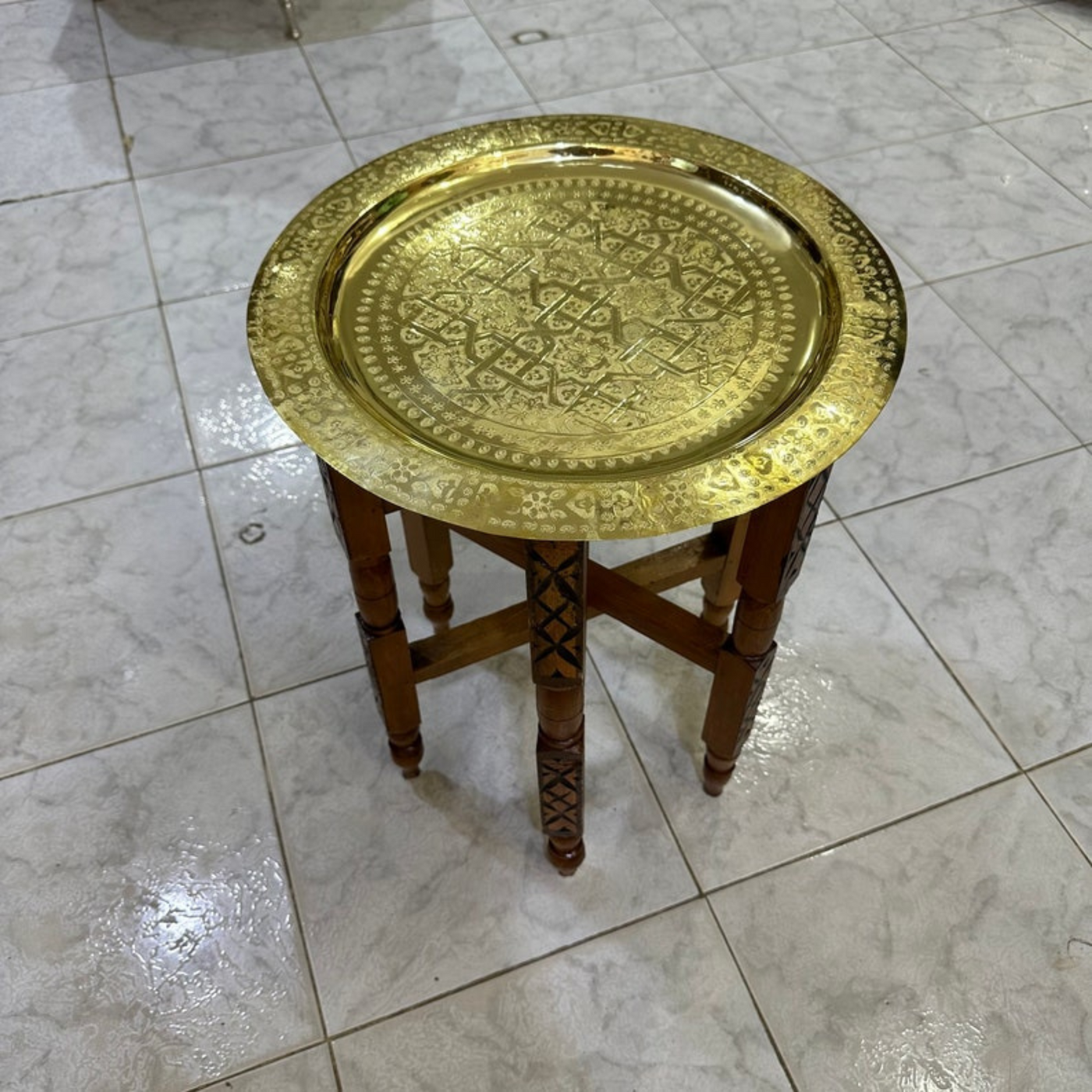 MOROCCAN HAND ENGRAVED TRAY ; ZWINA