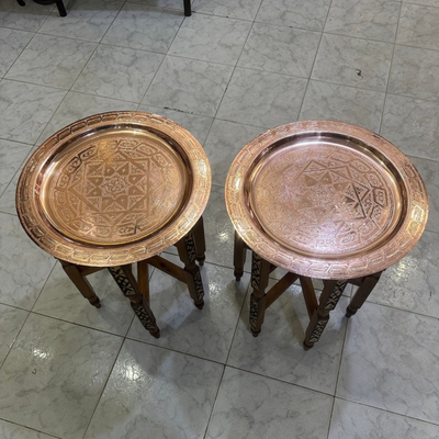MOROCCAN HAND ENGRAVED TRAY ; DEHBI