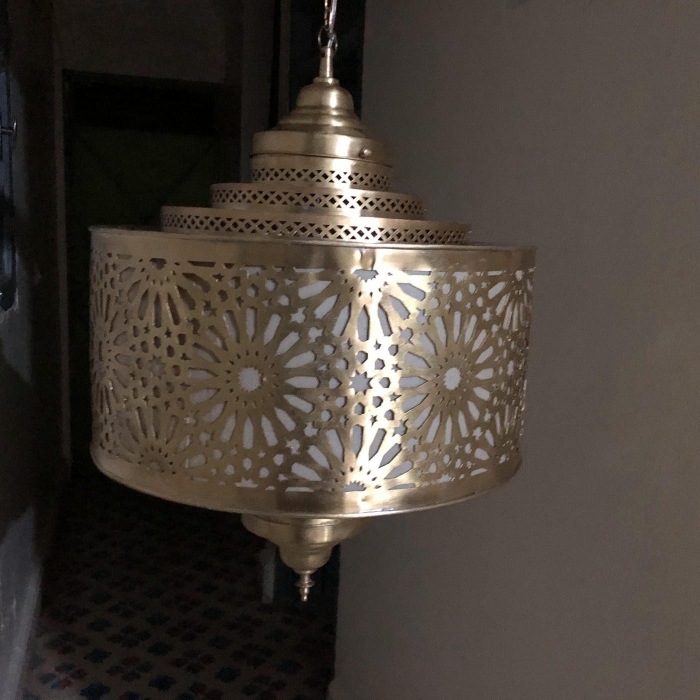 BRASS CEILING LIGHT , IBRAHIM PARCHMENT