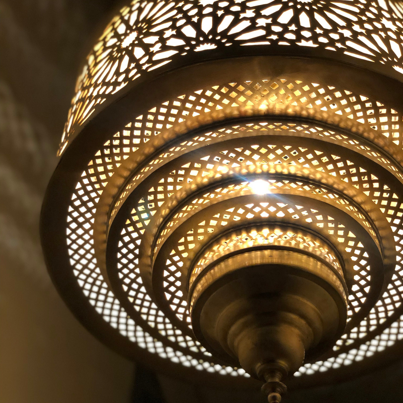 BRASS CEILING LIGHT , IBRAHIM PARCHMENT