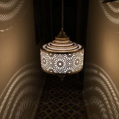 BRASS CEILING LIGHT , IBRAHIM PARCHMENT