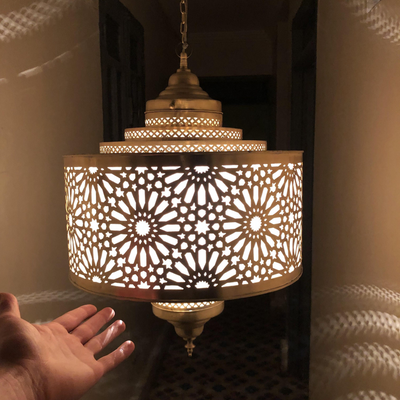 BRASS CEILING LIGHT , IBRAHIM PARCHMENT