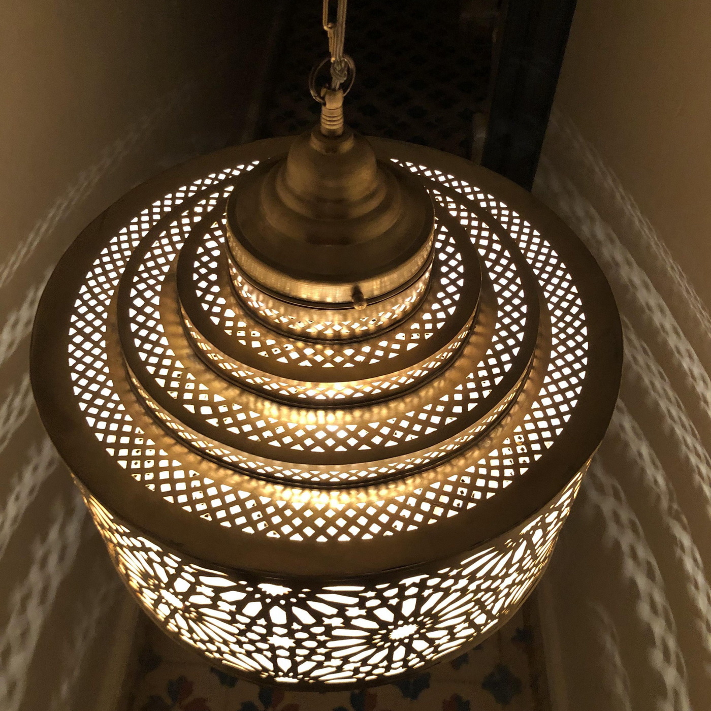 BRASS CEILING LIGHT , IBRAHIM PARCHMENT