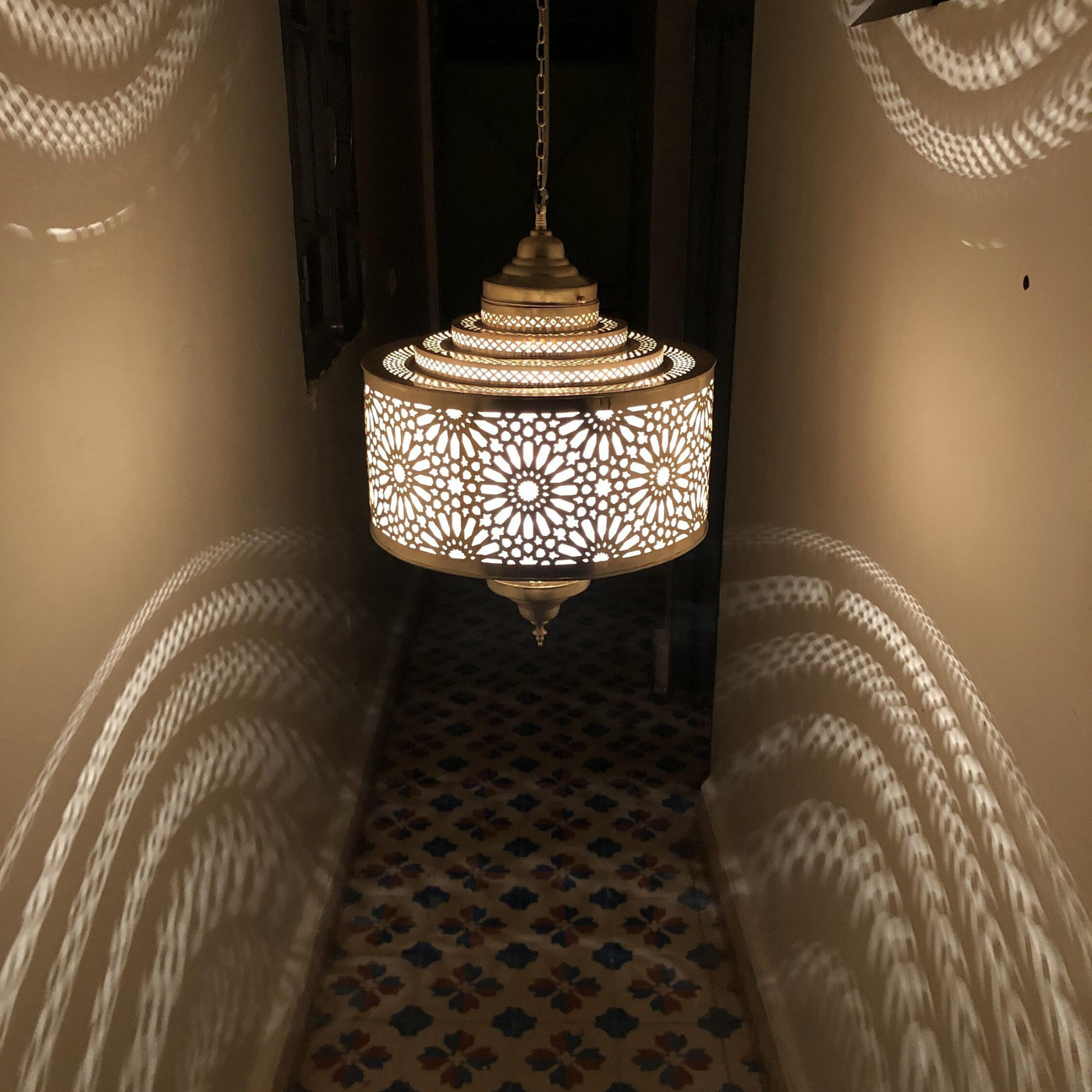BRASS CEILING LIGHT , IBRAHIM PARCHMENT