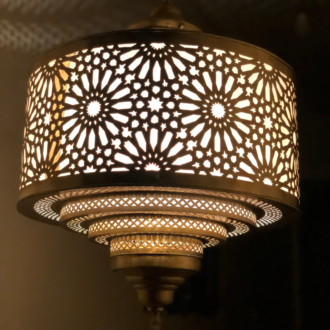 BRASS CEILING LIGHT , IBRAHIM PARCHMENT