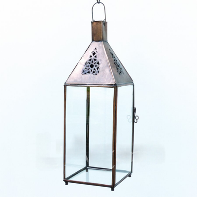 Lantern Glass Lamp – Moroccan Handcrafted Glass & Copper – Clear Light for Luxury Indoor & Outdoor Décor
