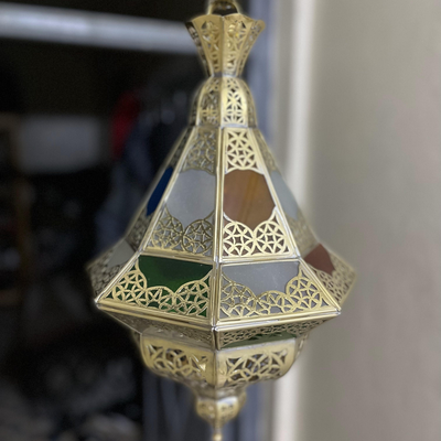 Iconic Glass Lantern- Moroccan Style - Reflect a Colorful design - Ideal to use in Outdoor garden and Indoor Lighting Decor