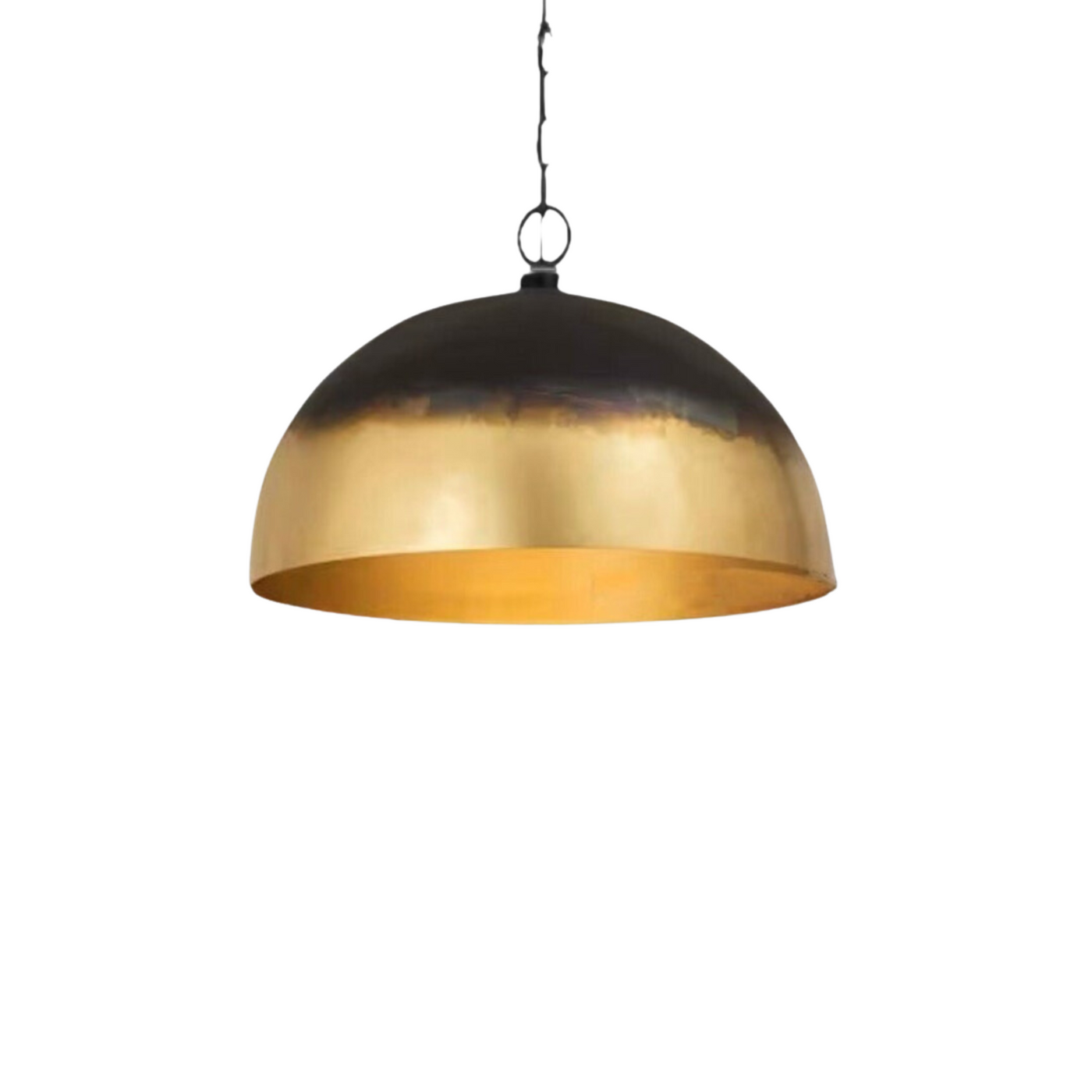 DOME CEILING LIGHT, BLACK WITH GOLD BRASS