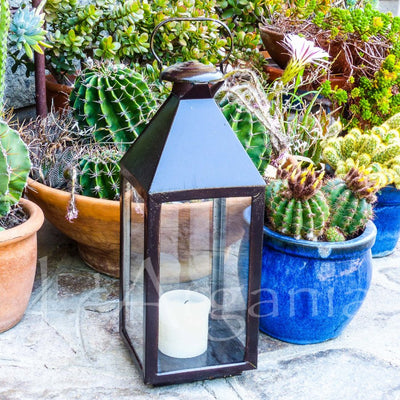 Hanging Glass Lantern – with Black Color and Clear Glass – Handcrafted in Marrakech Morocco – Luxury for Outdoor garden and Indoor Lighting Decor