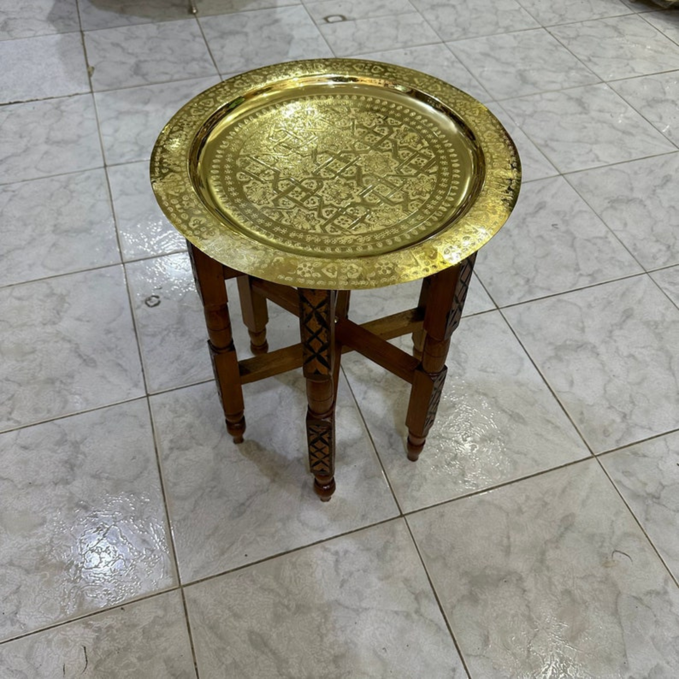 MOROCCAN HAND ENGRAVED TRAY ; ZWINA