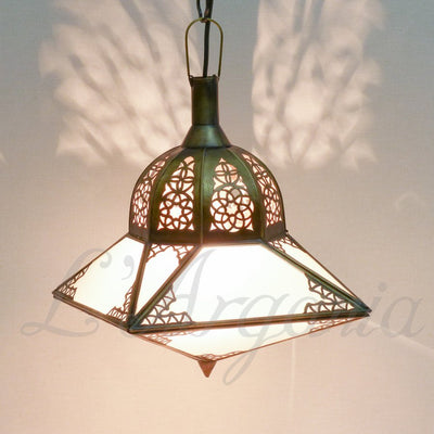 Frosted Glass Lamp, Moroccan Hanging Lamp – Made of Brass and Glass – Luxury for Outdoor garden and Indoor Lighting Decor