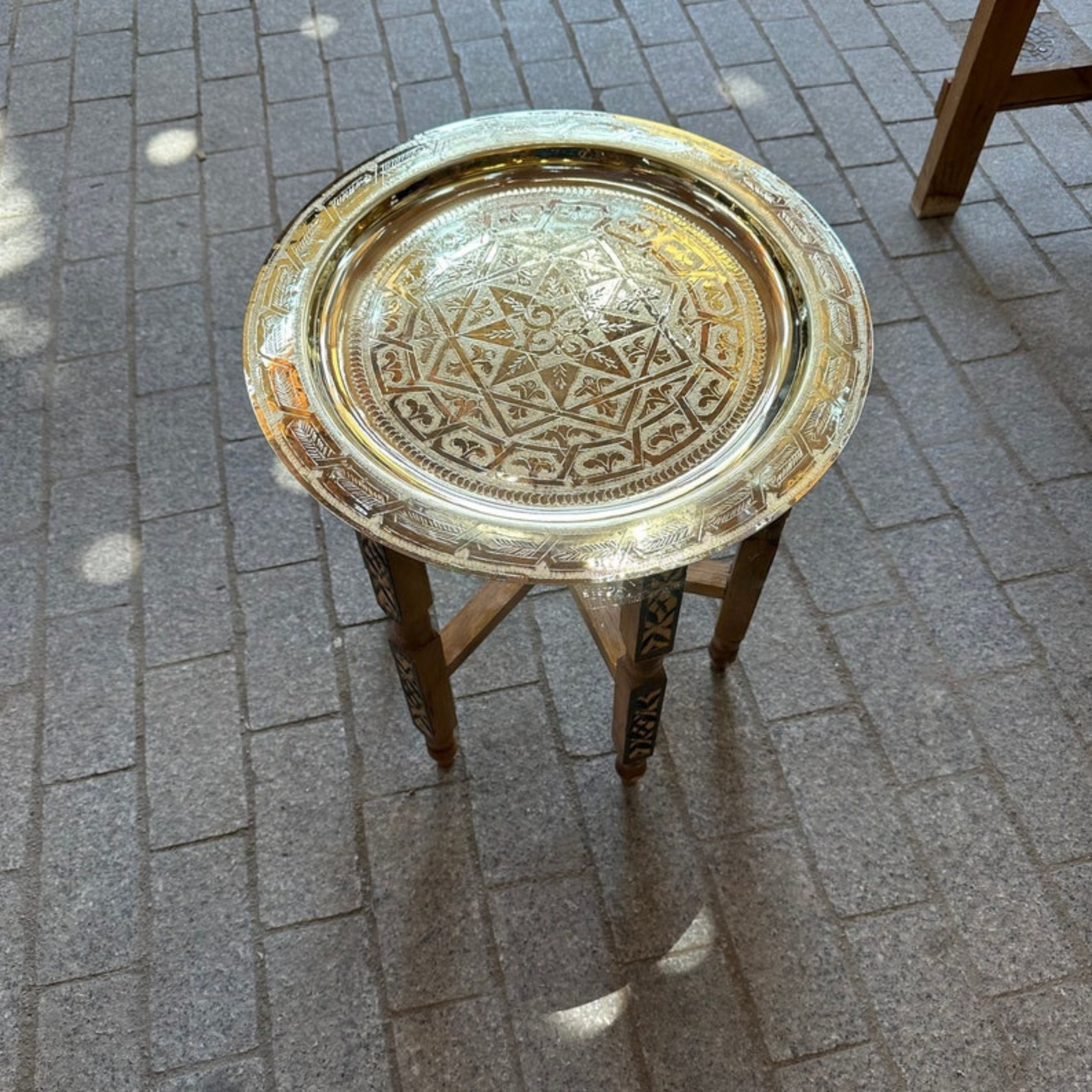 MOROCCAN HAND ENGRAVED TRAY ; DEHBI