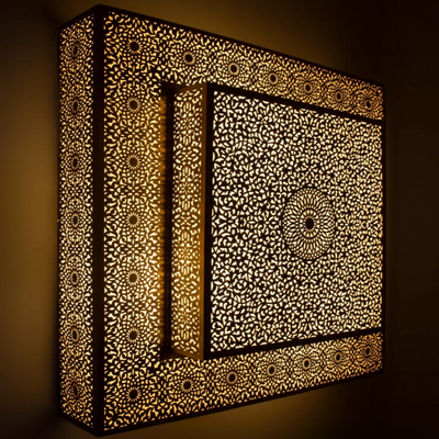 Large Wall Sconce Lamp – Handcrafted Moroccan Geometric Design, Reflecting a Beautiful and Warm Touch