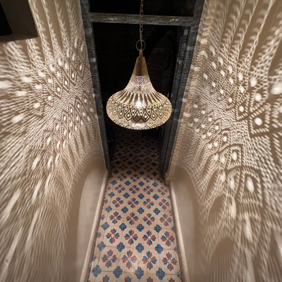 Hand Engraved Sphere Ceiling Lamp – Moroccan Style, Gold/Silver/Black Brass – Perfect for Home Décor