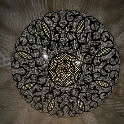 Elegant Brass Sphere Pendant Light – Moroccan Handcrafted, Includes Bulb and Pre-Wired for Easy Installation