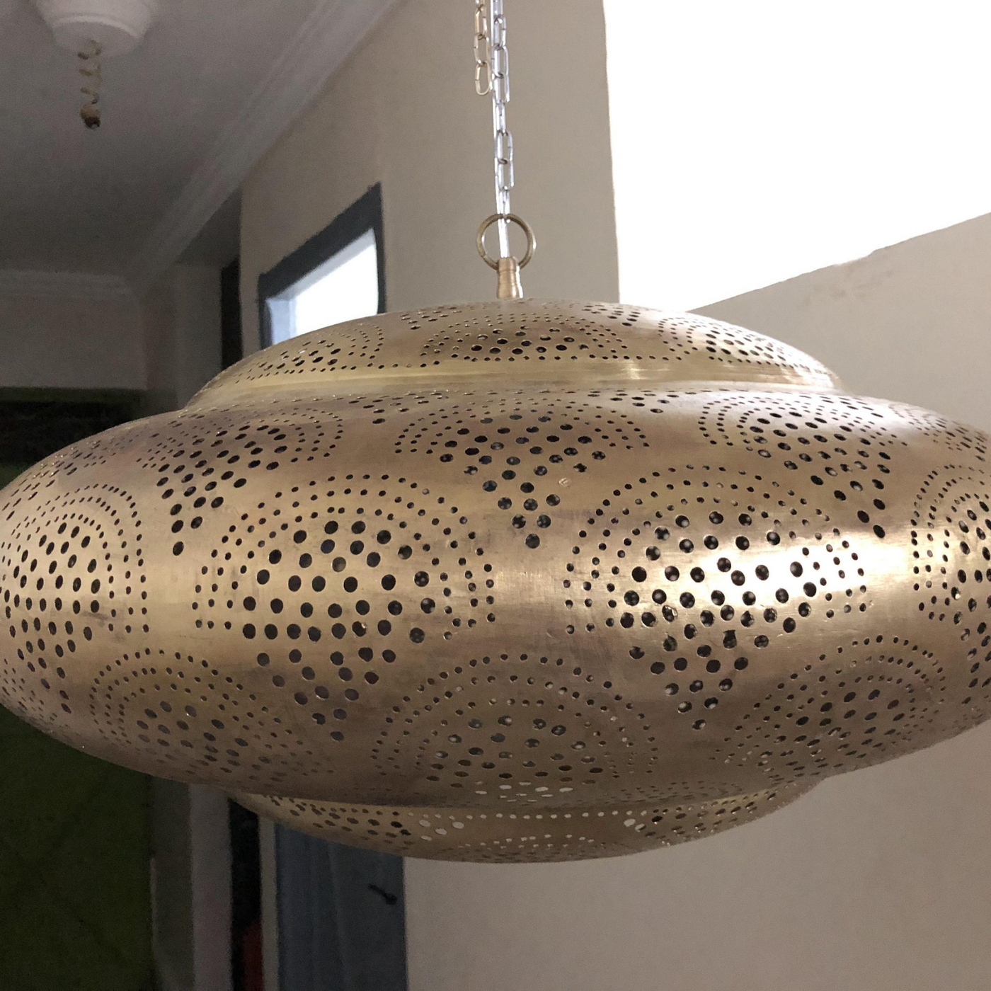 Sphere Brass Chandelier Lighting - Available in Gold, Silver, Black Brass - Hand Engraved with Moroccan style - Luxury for Indoor Lighting Decoration