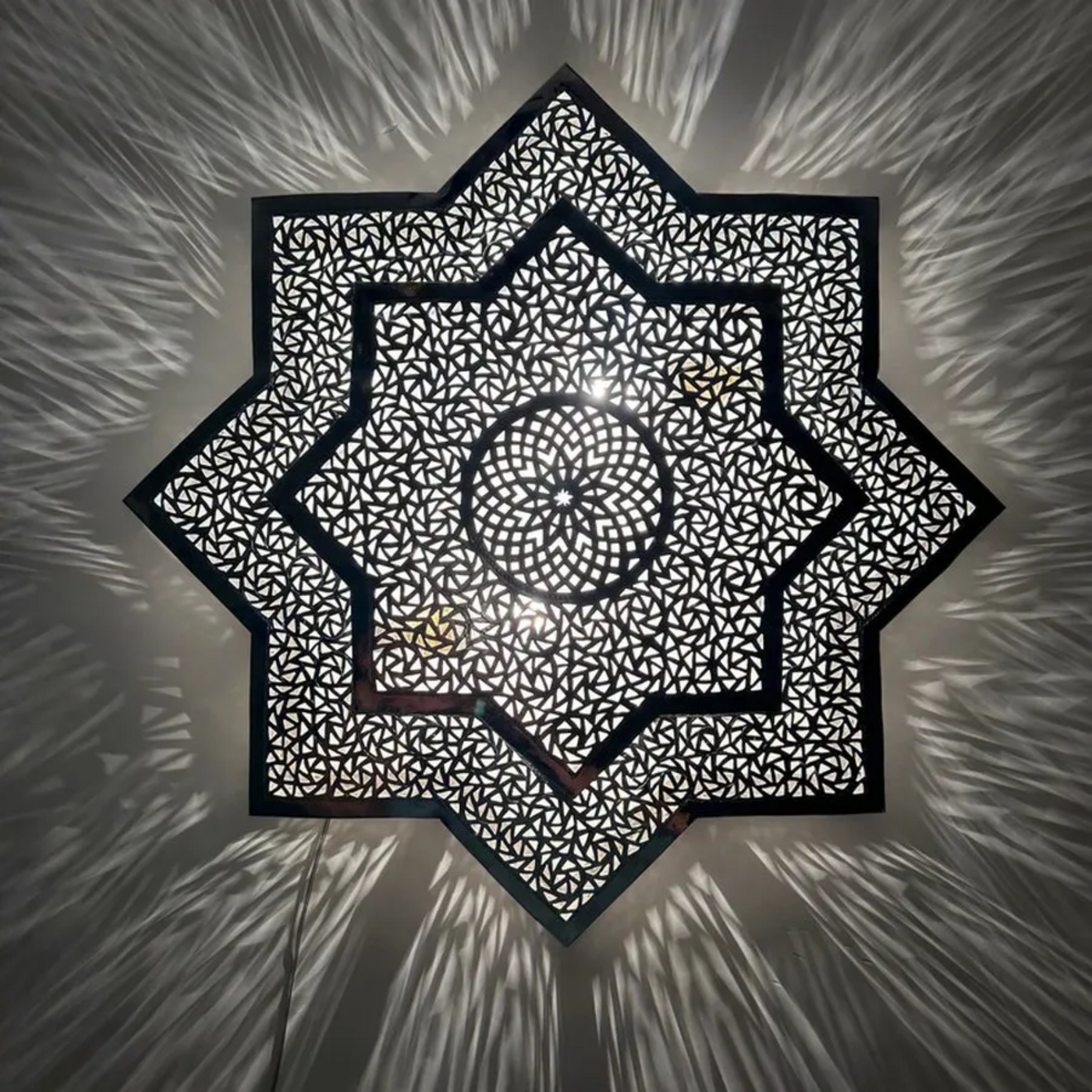 Hand-carved Brass Wall Light – Moroccan Patterns for Warm and Unique Lighting