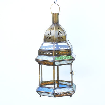 Hanging Lantern with Moroccan Style – Moroccan Pendant Fixtures – Colourful Glass decor – Luxury for Outdoor and Indoor Decoration
