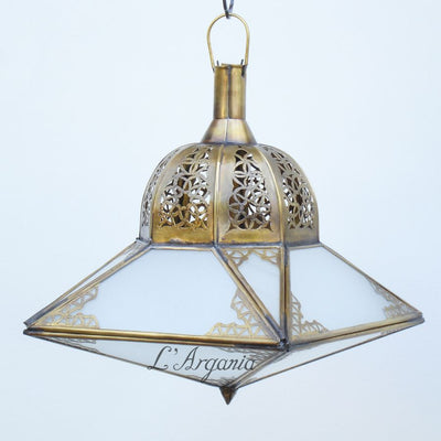 Frosted Glass Lamp, Moroccan Hanging Lamp – Made of Brass and Glass – Luxury for Outdoor garden and Indoor Lighting Decor