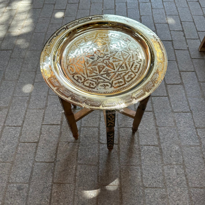 MOROCCAN HAND ENGRAVED TRAY ; DEHBI