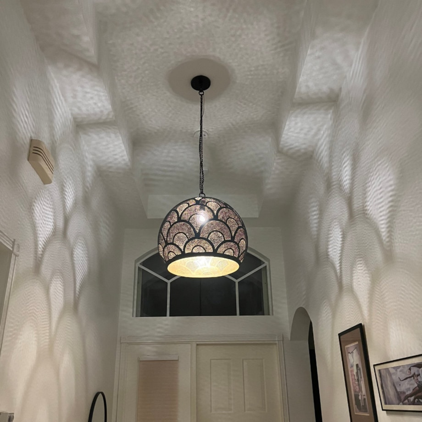Luxury Brass Ceiling Lamp – Hand Engraved with Moroccan Style, Romantic Design – Perfect for Kitchen & Indoor Décor