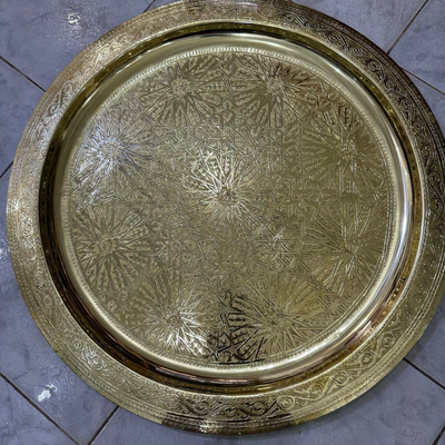 MOROCCAN HAND ENGRAVED TRAY ; SEPHIR