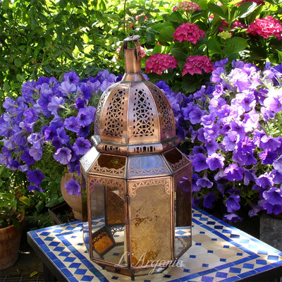 Outdoor Hanging Lantern – Hanging Colourful Glass Lamp – Moroccan Style – Luxury for Outdoor garden and Indoor Lighting Decor