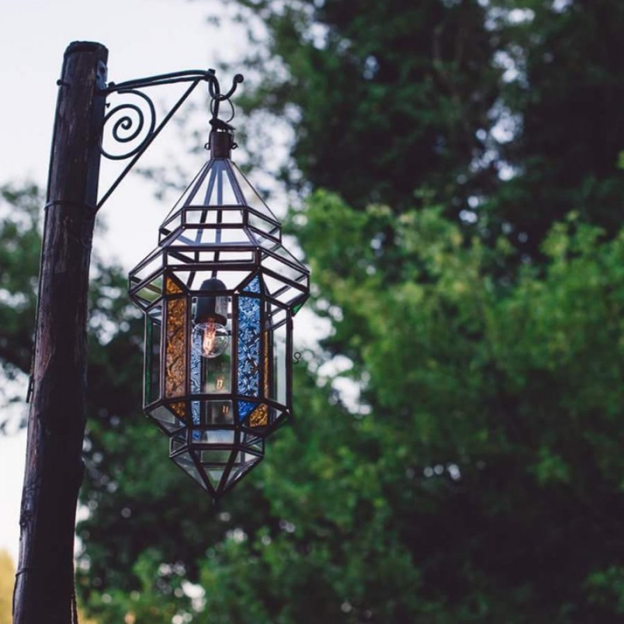 Outdoor Hanging Lantern – Hanging Colourful Glass Lamp – Moroccan Style – Luxury for Outdoor garden and Indoor Lighting Decor
