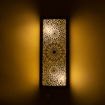 Wall Sconce Lamp, Modern Moroccan Style, Hand-Carved with a Beautiful Geometric Pattern – Luxury for Home & Business Decoration