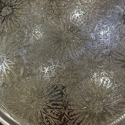 MOROCCAN HAND ENGRAVED TRAY ; SEPHIR