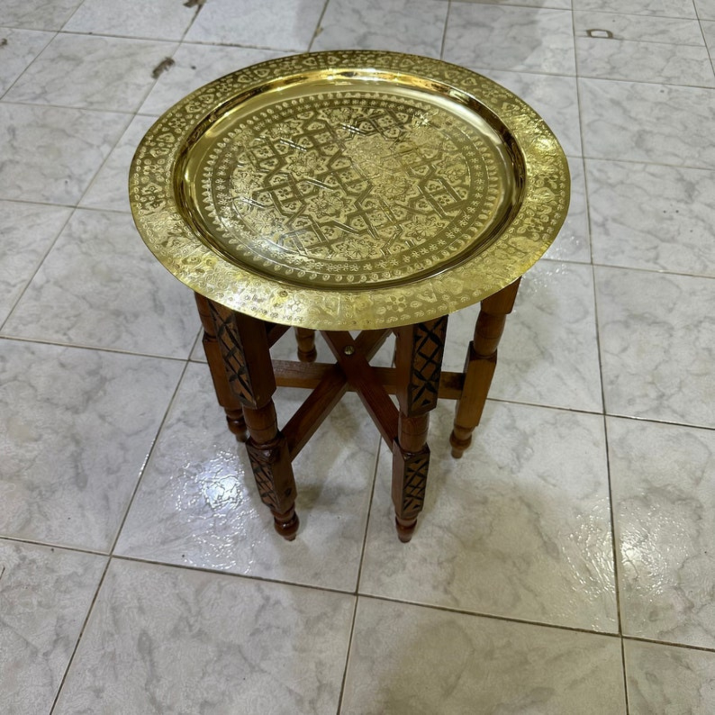 MOROCCAN HAND ENGRAVED TRAY ; ZWINA