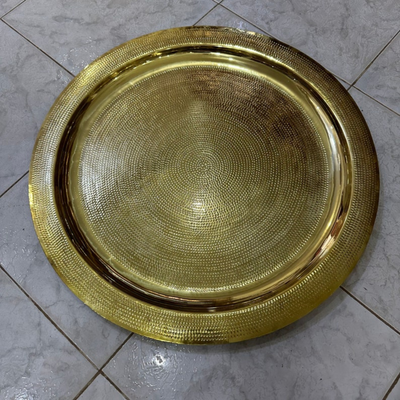 MOROCCAN HAND ENGRAVED TRAY ; HAMSA
