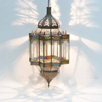 Hanging Lantern with Andalusian Style – Multicolor Moroccan Design, Luxury for Indoor & Outdoor Lighting Decor