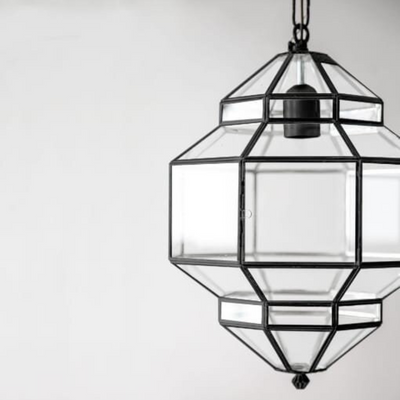 Minimalist Glass Pendant Lamp – Geometric Design, Handcrafted in Morocco with Solid Brass and Glass – Luxury Lighting for Home & Business Decor