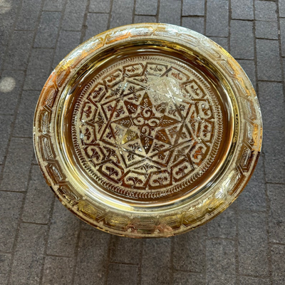 MOROCCAN HAND ENGRAVED TRAY ; DEHBI