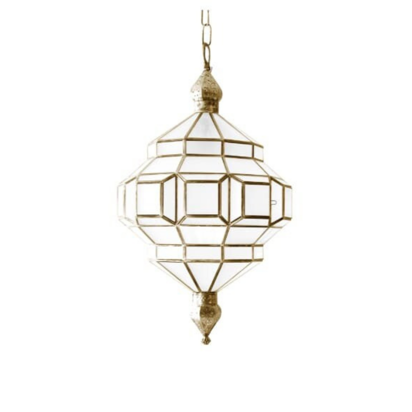 Pendant Geometric Lamp- Handcrafted in Morocco with Solid Brass and Glass, Luxury for Home & Business decoration