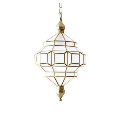 Pendant Geometric Lamp- Handcrafted in Morocco with Solid Brass and Glass, Luxury for Home & Business decoration