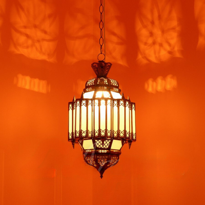Hanging Lantern with Frosted White Glass – Moroccan Style, Luxury for Indoor & Outdoor Lighting Decor