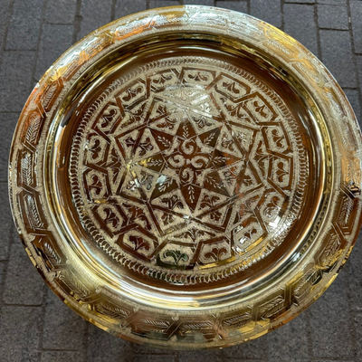 MOROCCAN HAND ENGRAVED TRAY ; DEHBI