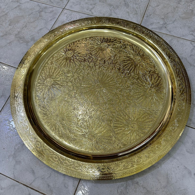 MOROCCAN HAND ENGRAVED TRAY ; SEPHIR
