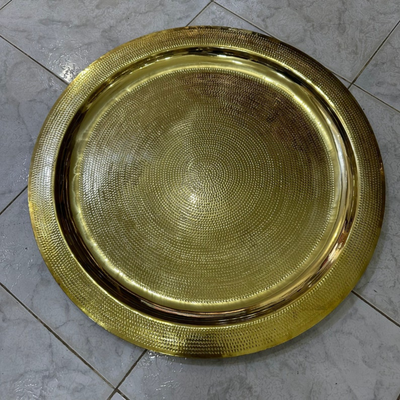MOROCCAN HAND ENGRAVED TRAY ; HAMSA