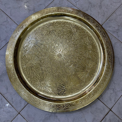 MOROCCAN HAND ENGRAVED TRAY ; SEPHIR