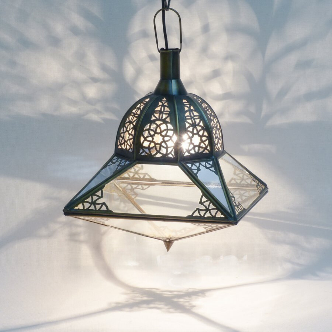 Antique Lantern – Transparent and Iraqi Blue Glass for Versatile Lighting