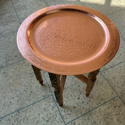 MOROCCAN HAND ENGRAVED TRAY ; DEHBI