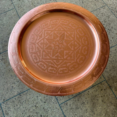 MOROCCAN HAND ENGRAVED TRAY ; DEHBI